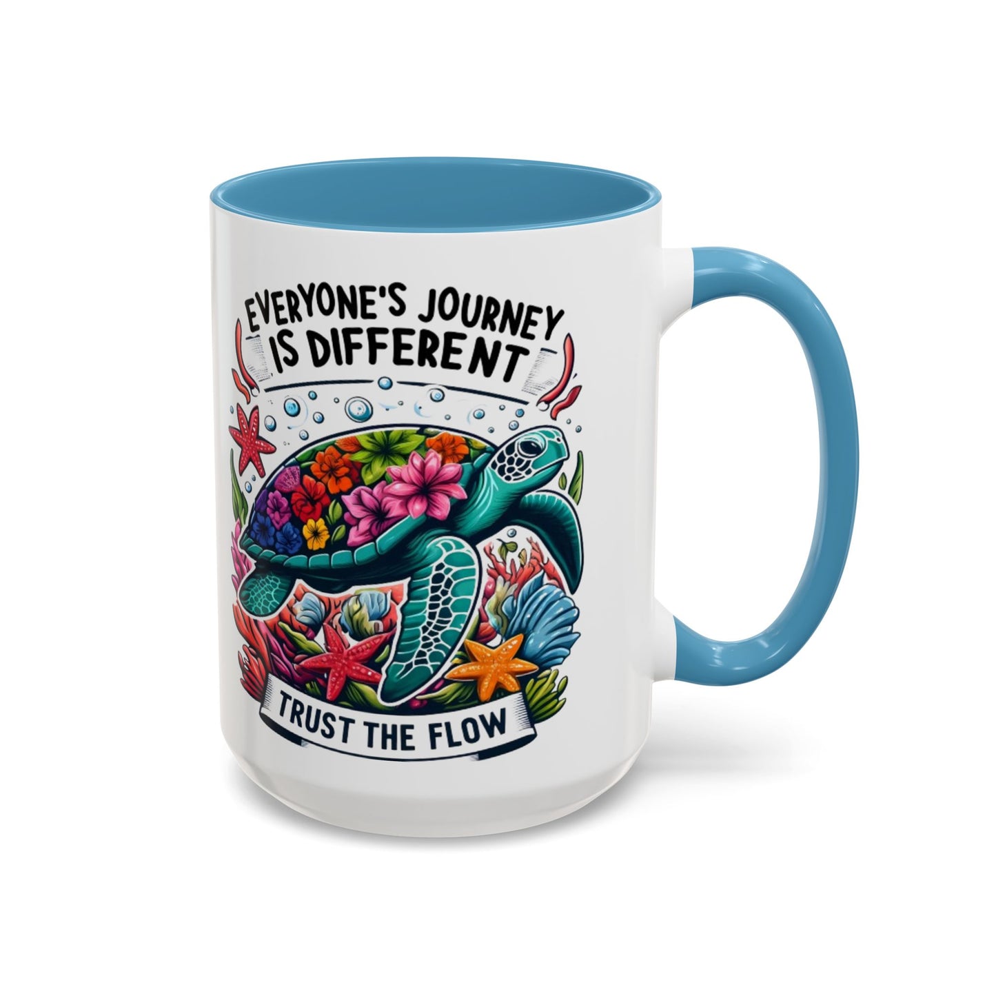 Colorful Inspirational Coffee Mug, Ocean Theme Mug, Motivational Drinkware, Turtle Design, Gift for Nature Lovers