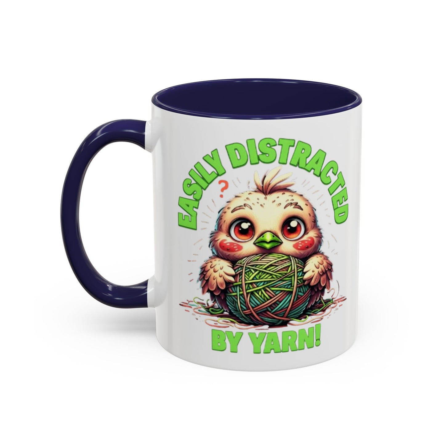 Easily Distracted Yarn Coffee Mug | Cute Animal Mug, Funny Gift for Knitters, Coffee Lover Gift, Unique Mugs for Crafters, Yarn Lover's Mug