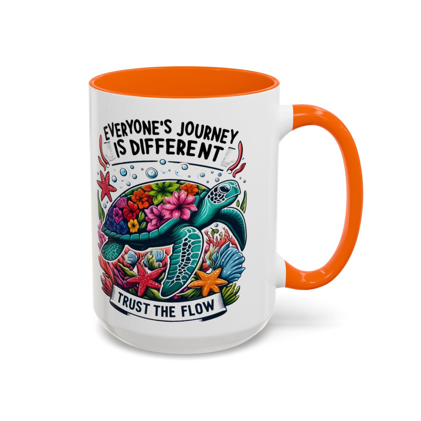 Colorful Inspirational Coffee Mug, Ocean Theme Mug, Motivational Drinkware, Turtle Design, Gift for Nature Lovers