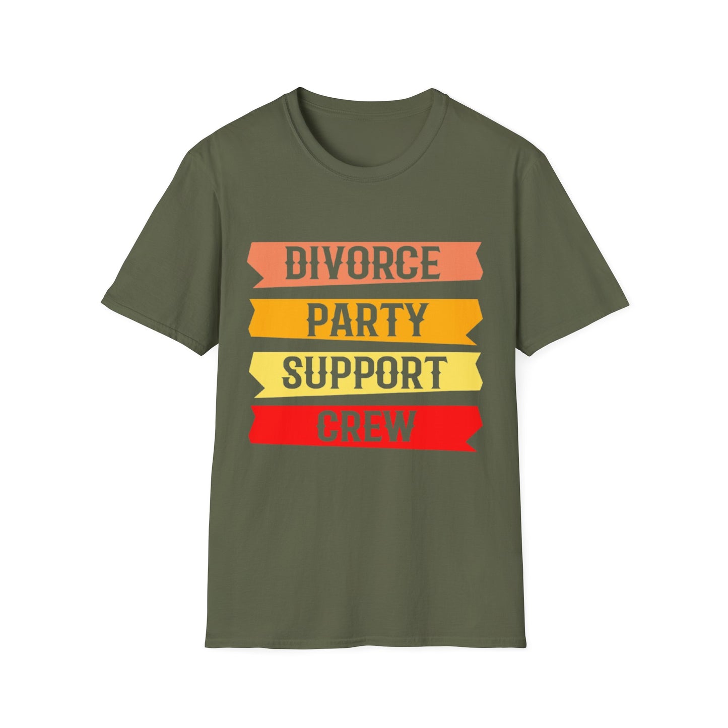 Divorce Party Support Crew T-Shirt | Unisex Softstyle Tee for Celebrating New Beginnings
