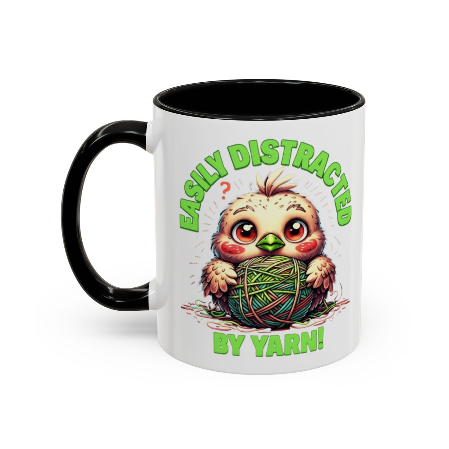 Easily Distracted Yarn Coffee Mug | Cute Animal Mug, Funny Gift for Knitters, Coffee Lover Gift, Unique Mugs for Crafters, Yarn Lover's Mug