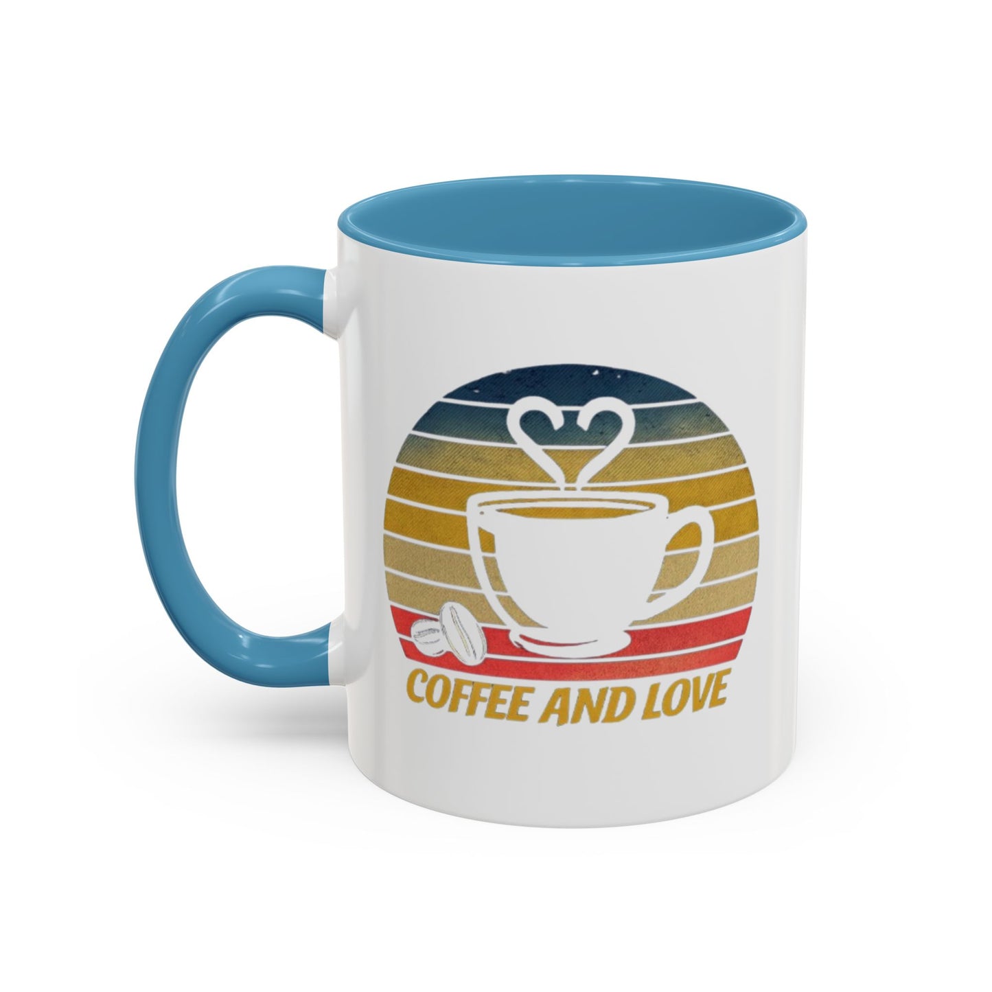 Retro Coffee and Love Mug - 11 or 15oz Accent Mug for Coffee Lovers