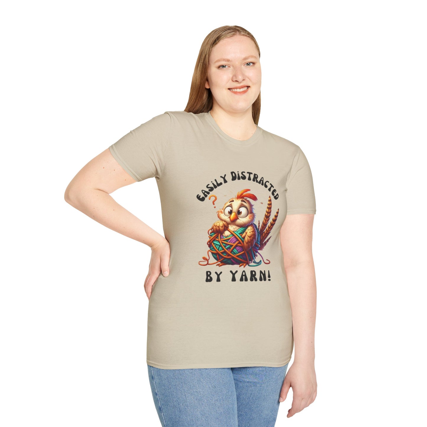 Easily Distracted By Yarn Unisex Softstyle T-Shirt for Yarn Lovers