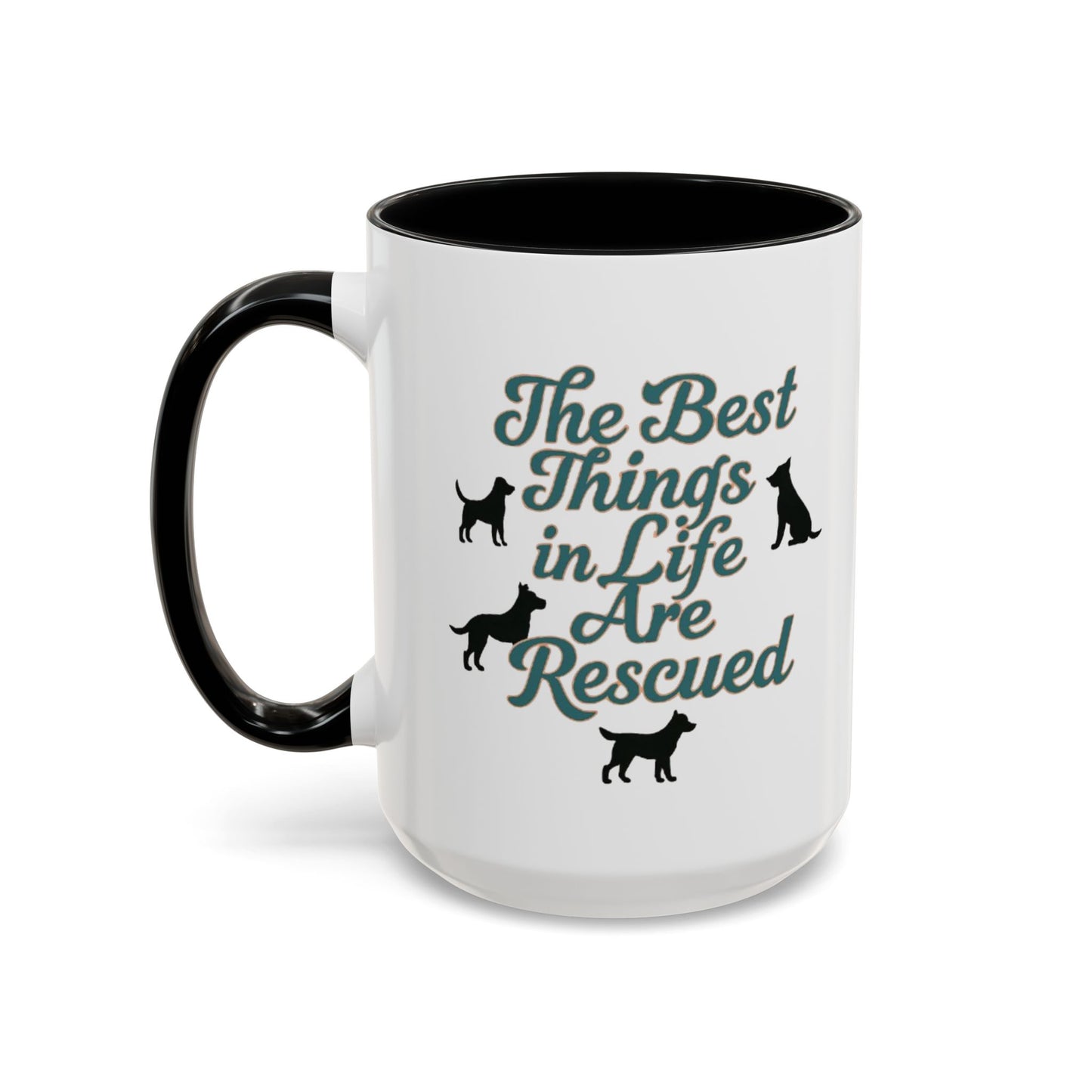 Rescue Dog Coffee Mug, Pet Lover Gift, Animal Adoption Mug, Inspirational Tea Cup, Dog Mom Mug, Black Handle Coffee Cup