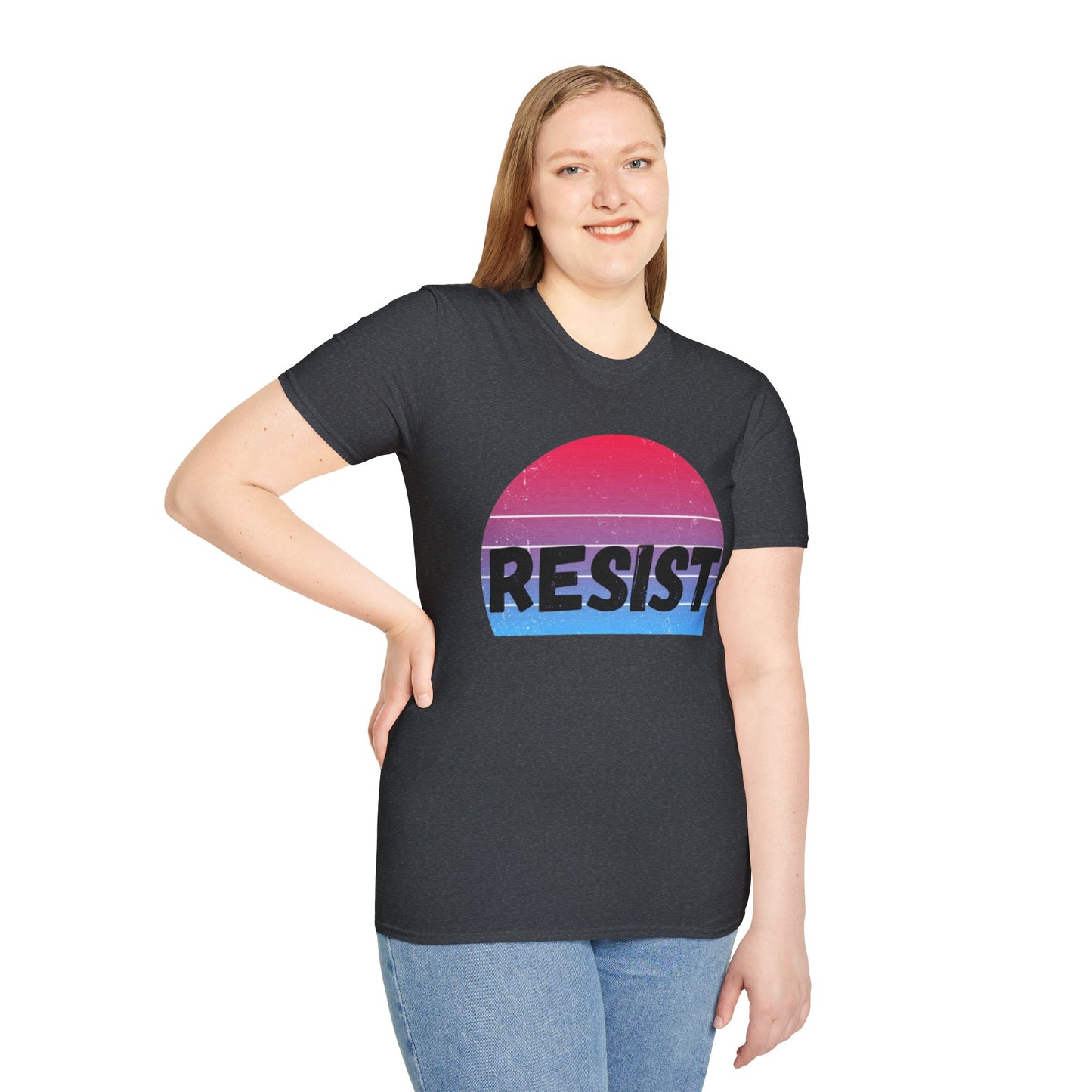 Retro Resist Unisex Softstyle T-Shirt - Bold Graphic Tee for Activists