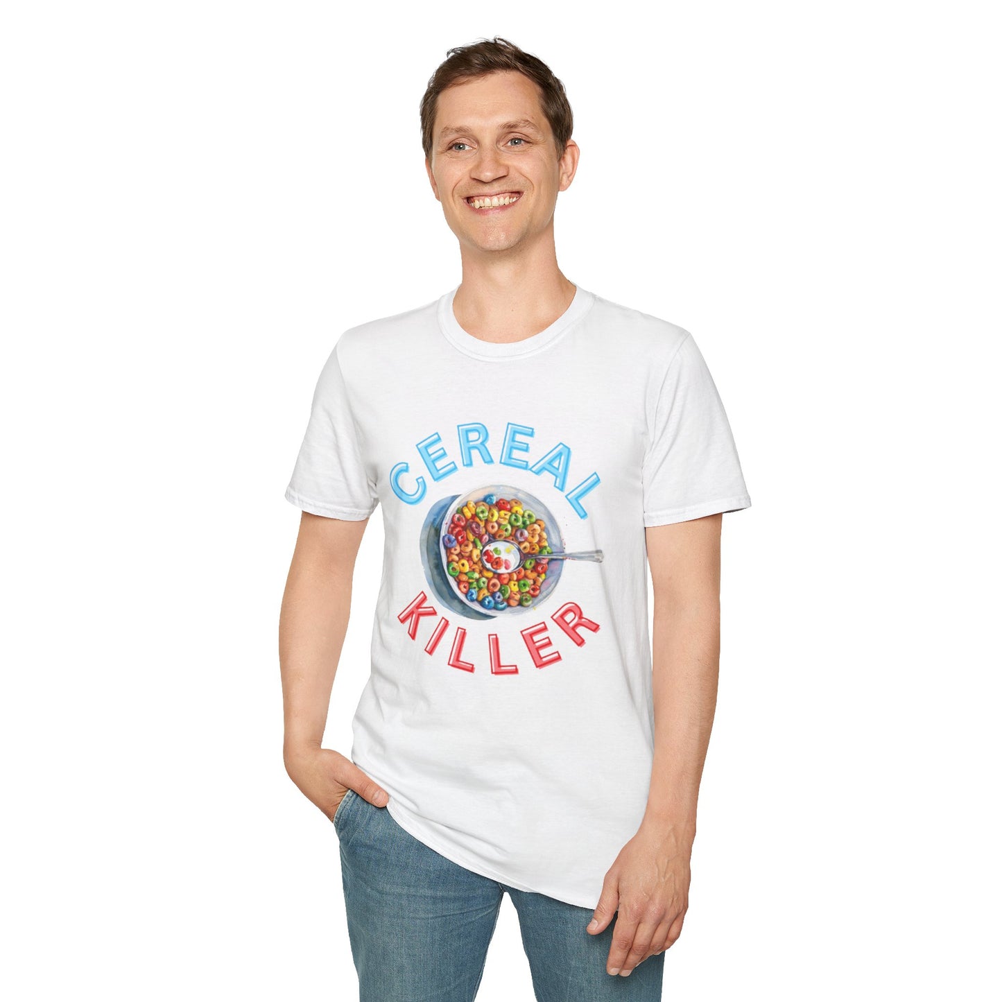 Cereal Killer Unisex Softstyle T-Shirt - Fun Humor Tee for Breakfast Lovers