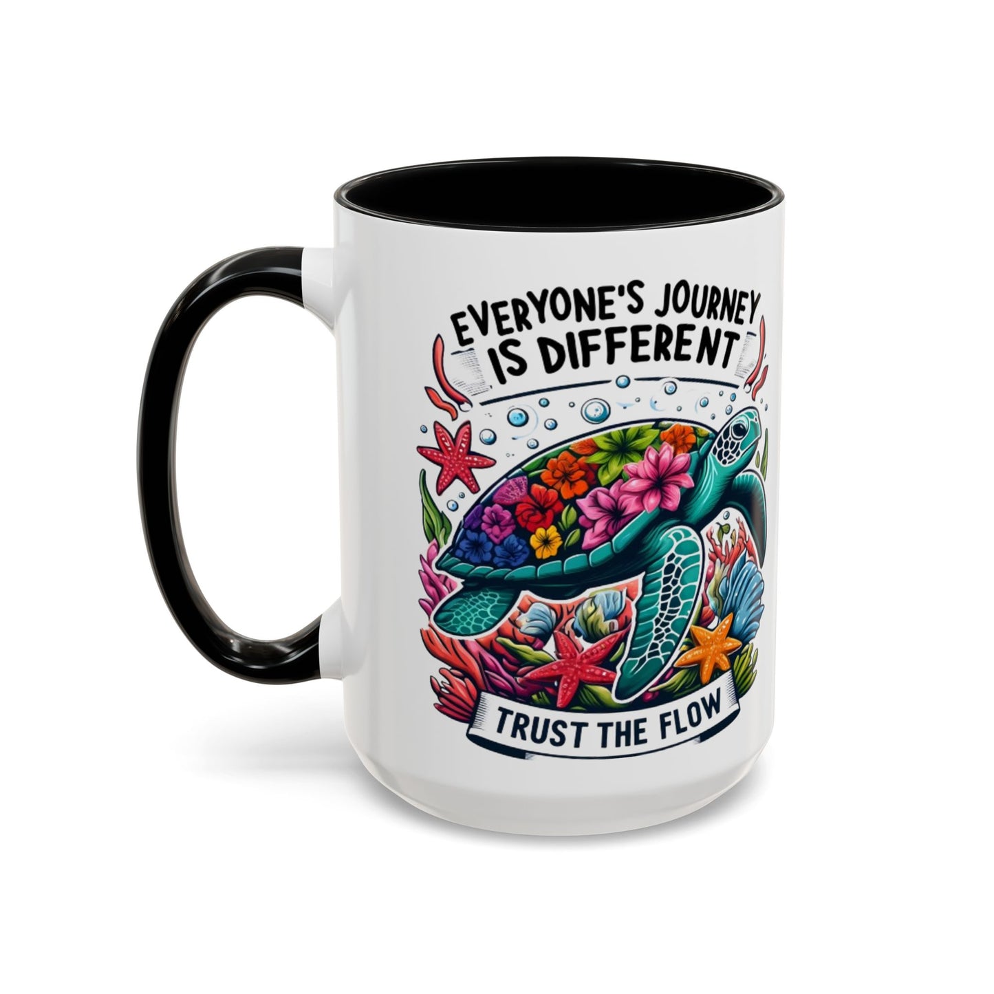 Colorful Inspirational Coffee Mug, Ocean Theme Mug, Motivational Drinkware, Turtle Design, Gift for Nature Lovers