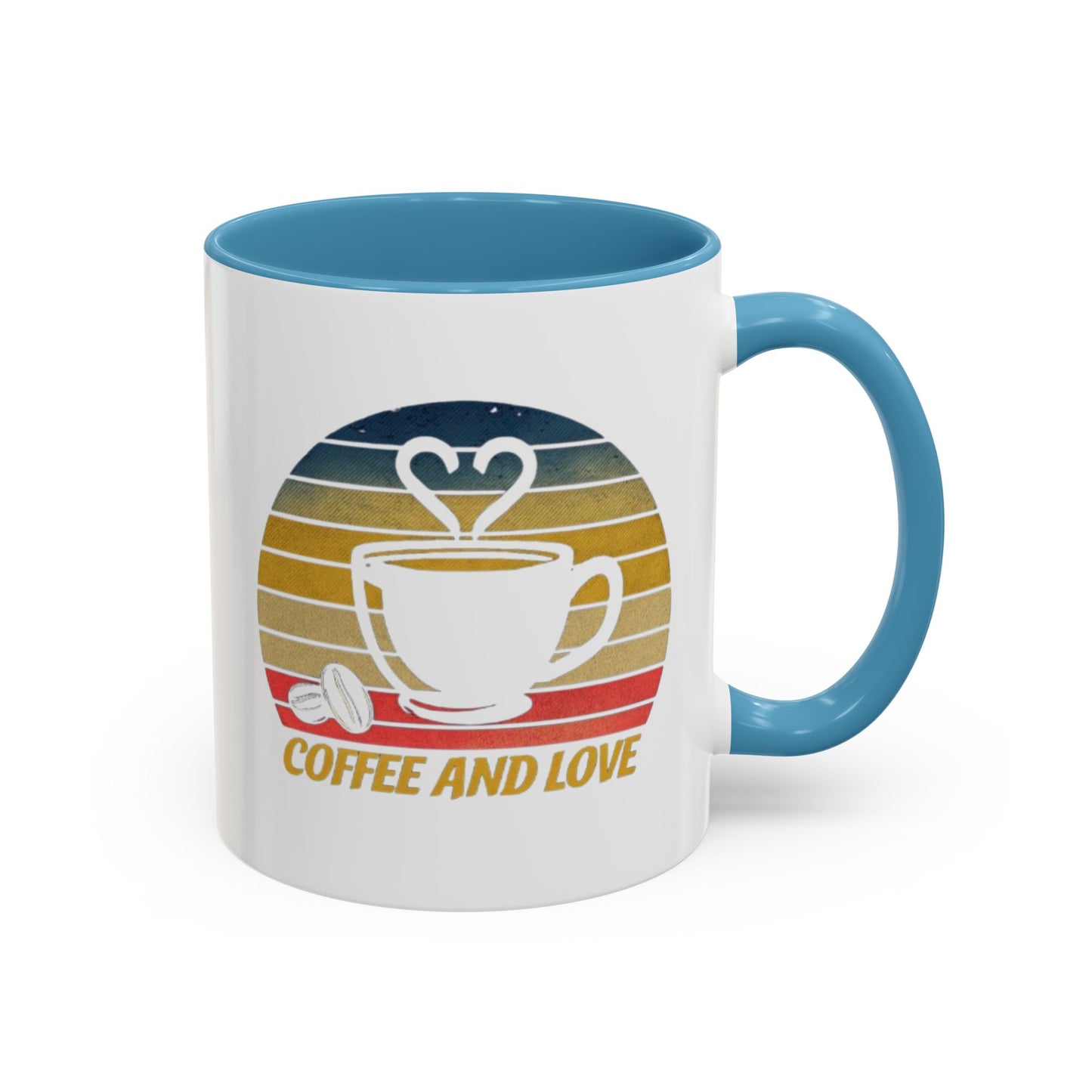 Retro Coffee and Love Mug - 11 or 15oz Accent Mug for Coffee Lovers