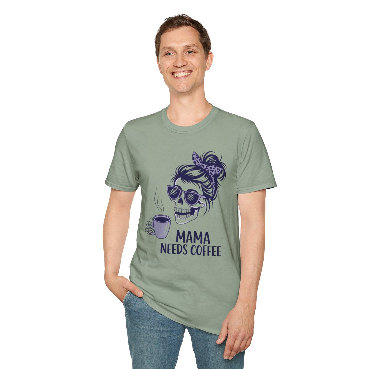 Mama Needs Coffee Unisex Softstyle T-Shirt - Fun Casual Tee for Coffee Lovers