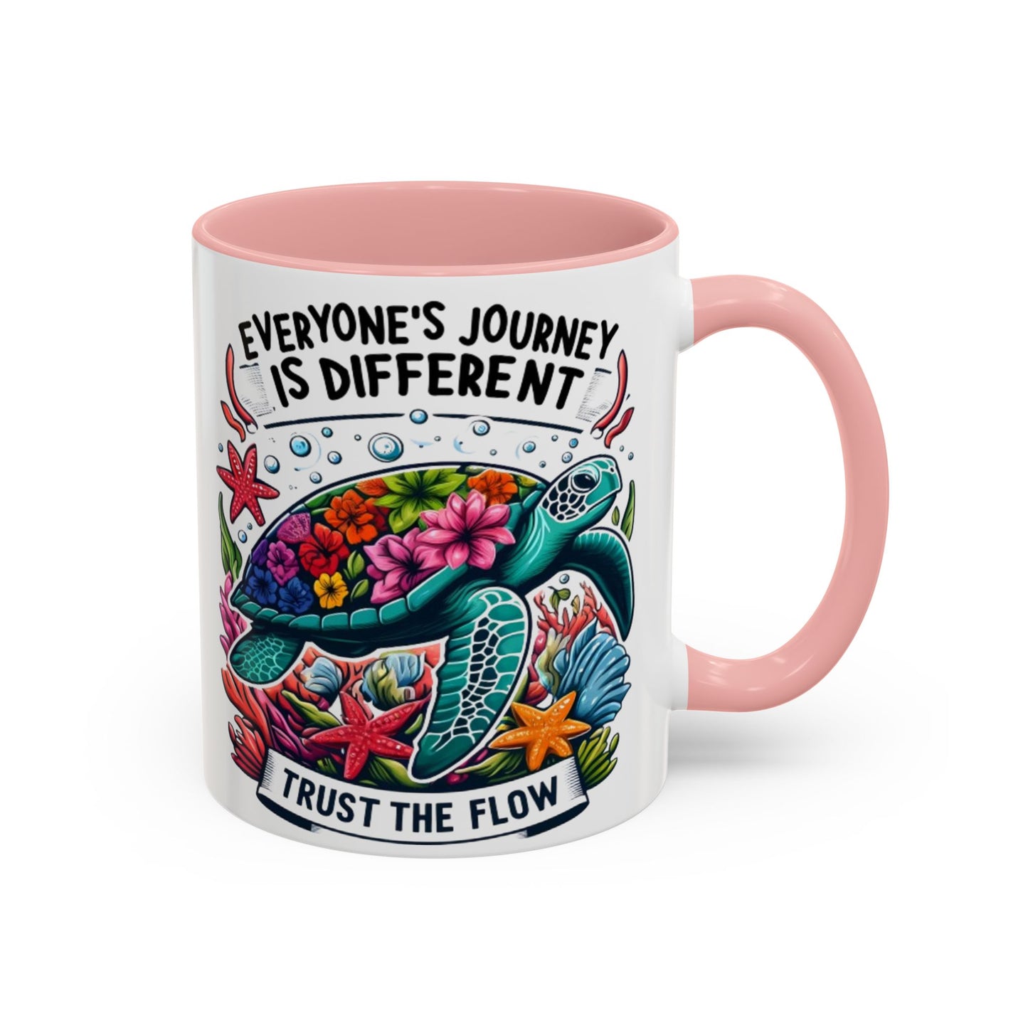 Colorful Inspirational Coffee Mug, Ocean Theme Mug, Motivational Drinkware, Turtle Design, Gift for Nature Lovers