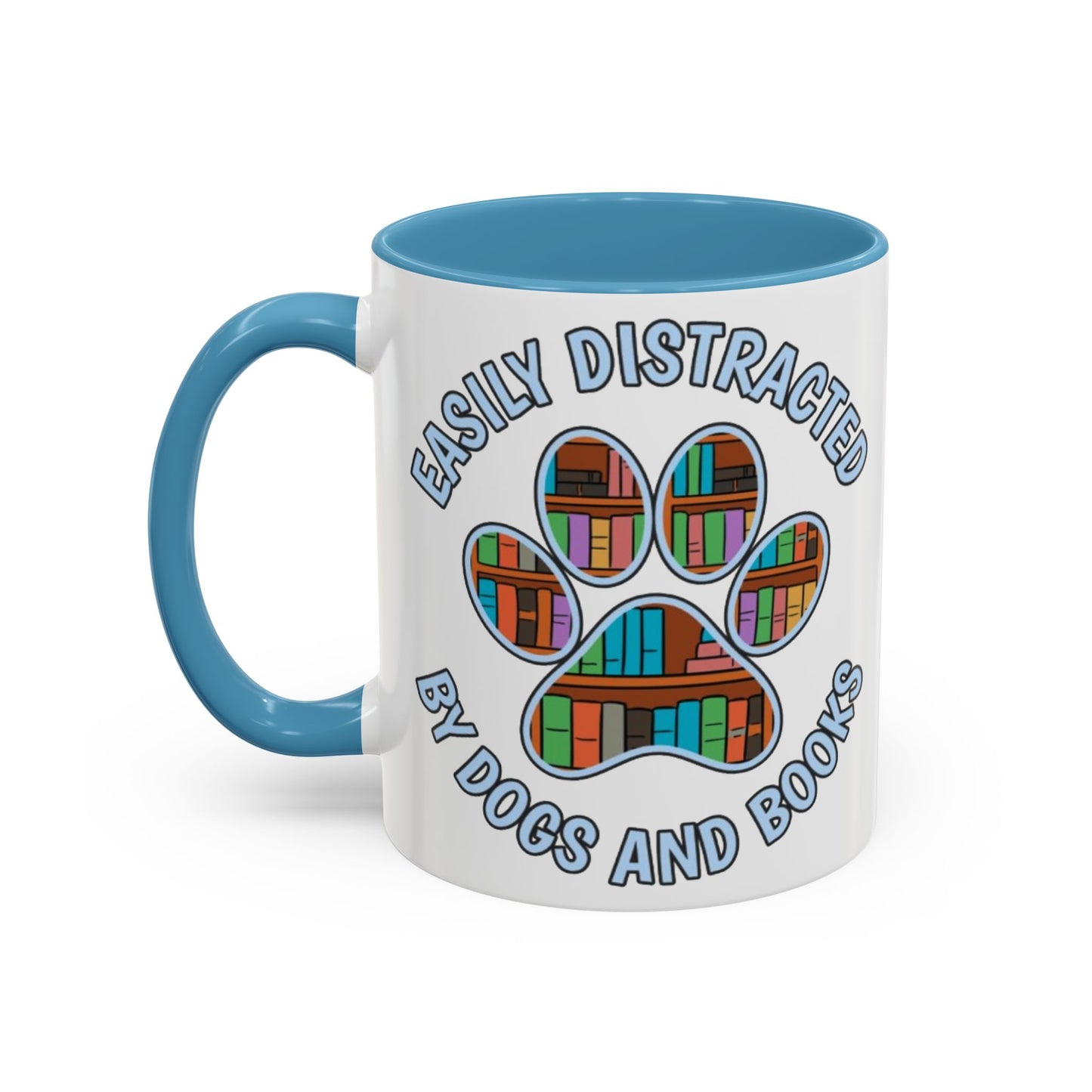 Easily Distracted Coffee Mug | Book Lovers Gift, Dog Owners Mug, Dog and Book Lover, Home Office Decor, Pet Lover Coffee Cup