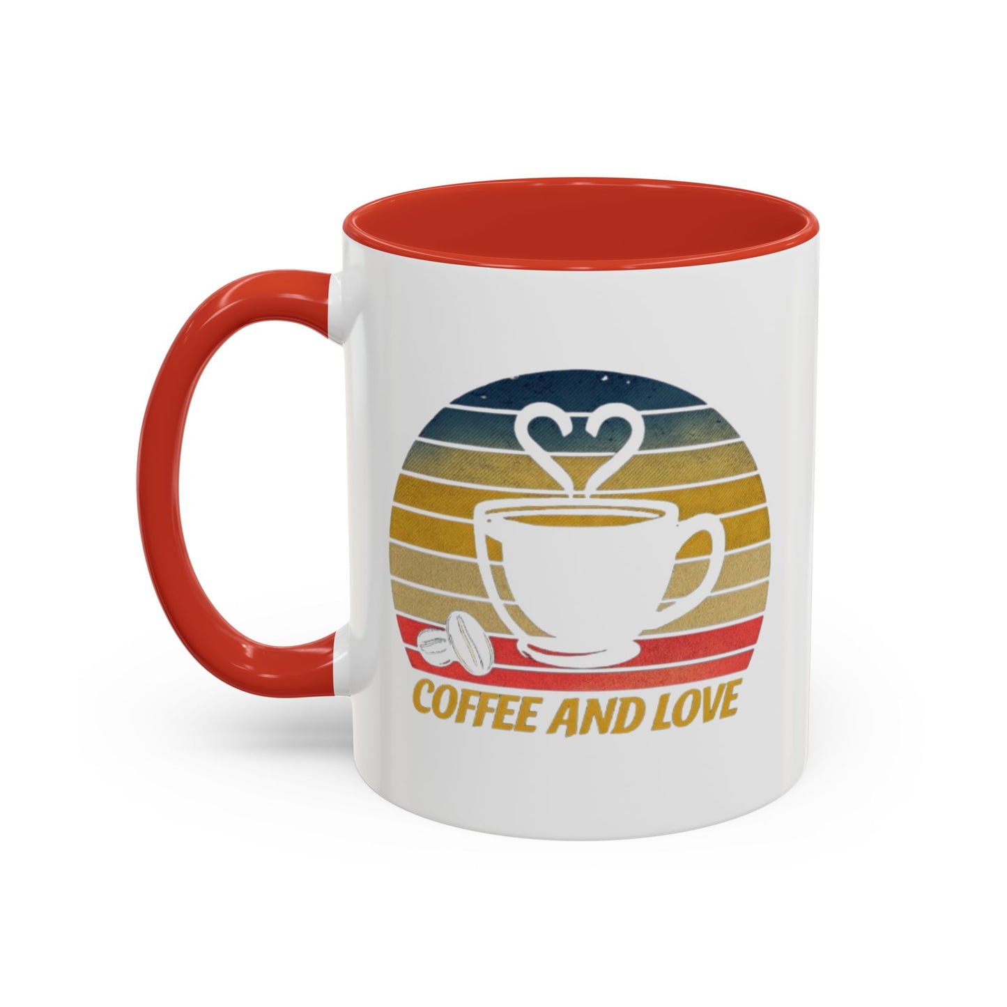 Retro Coffee and Love Mug - 11 or 15oz Accent Mug for Coffee Lovers