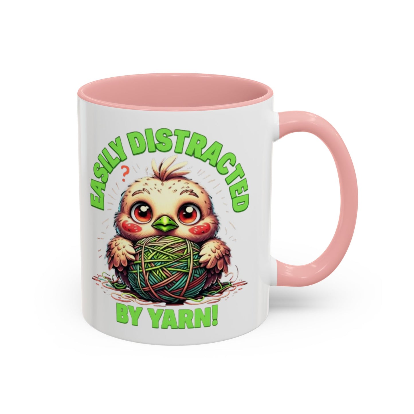 Easily Distracted Yarn Coffee Mug | Cute Animal Mug, Funny Gift for Knitters, Coffee Lover Gift, Unique Mugs for Crafters, Yarn Lover's Mug