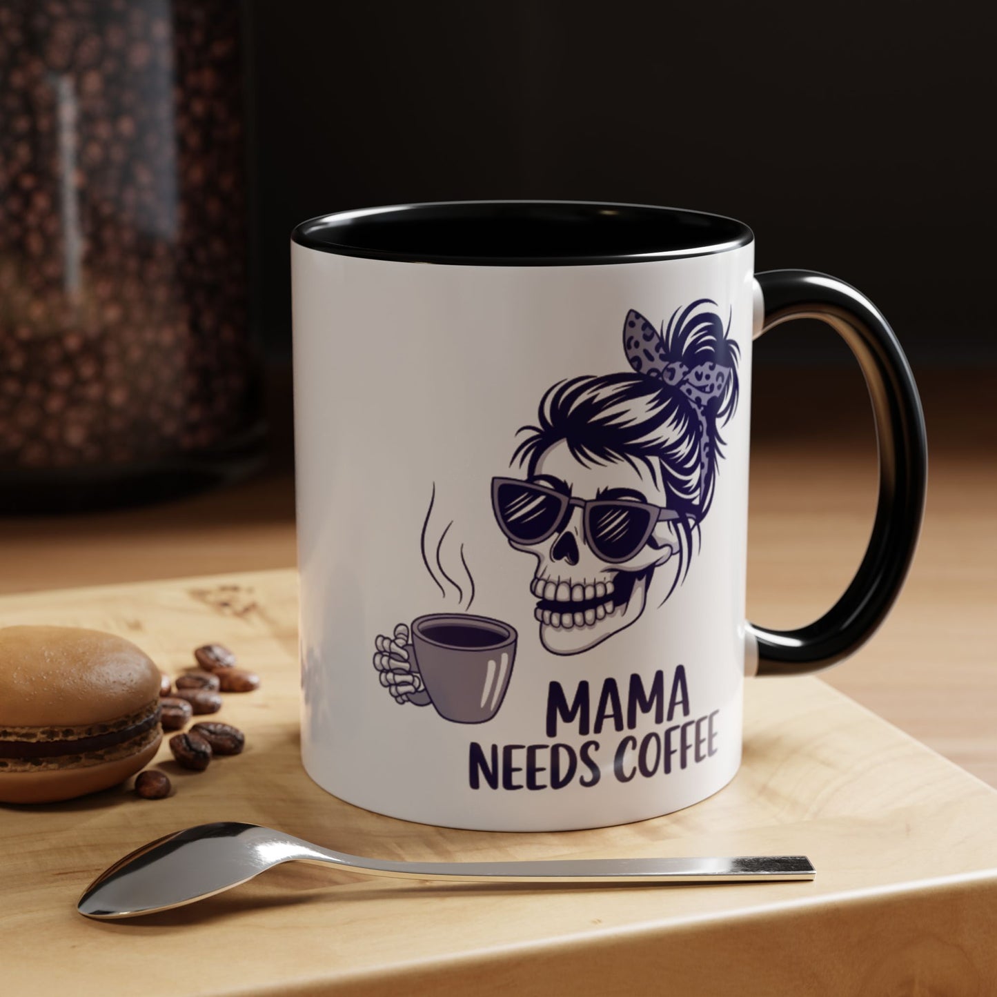 Mama Needs Coffee Skull Mug - Stylish 11/15oz Accent Coffee Mug for Coffee Lovers