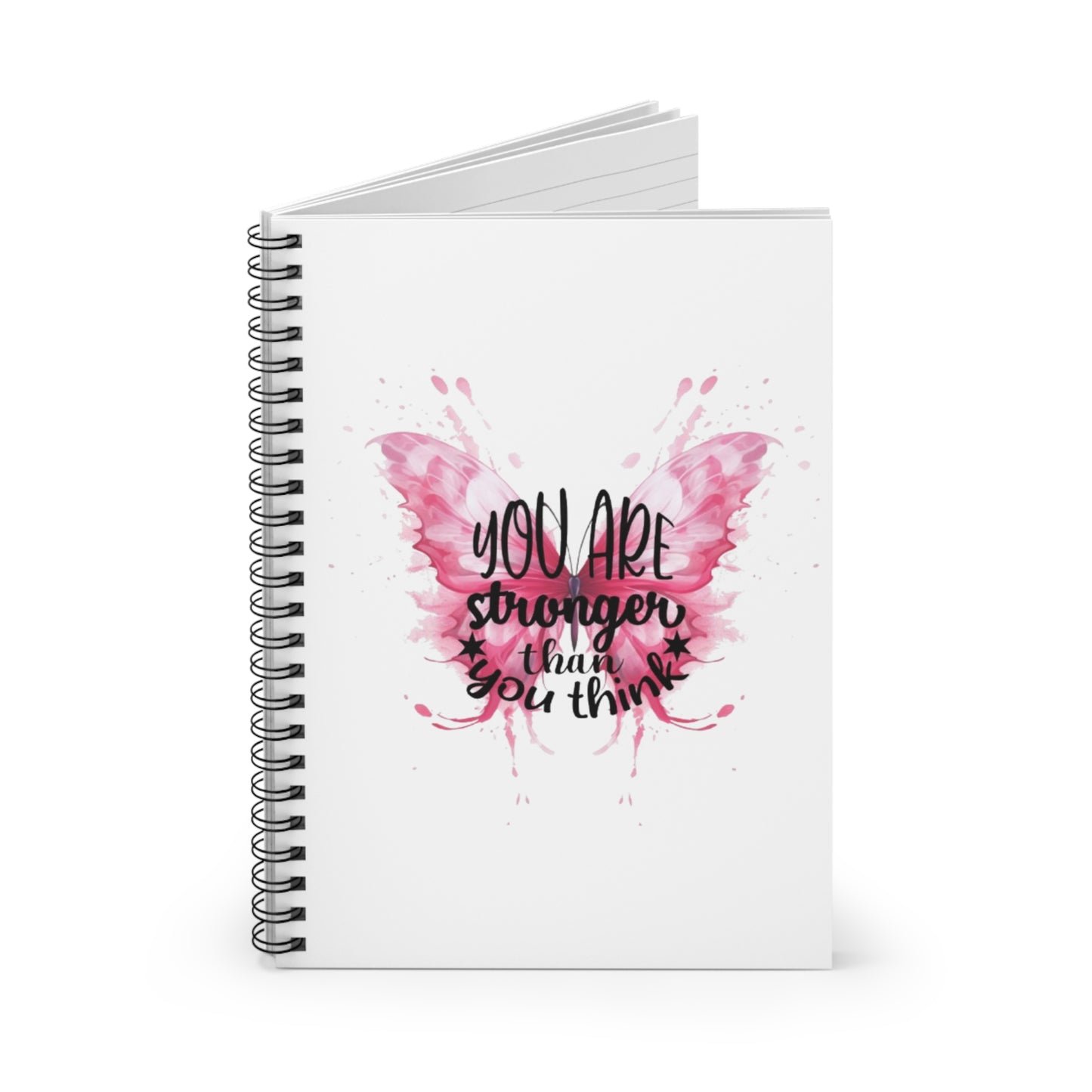 Inspirational Butterfly Spiral Notebook - 'You Are Stronger Than You Think'