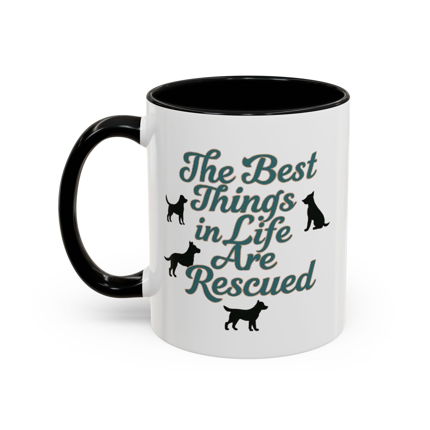 Rescue Dog Coffee Mug, Pet Lover Gift, Animal Adoption Mug, Inspirational Tea Cup, Dog Mom Mug, Black Handle Coffee Cup