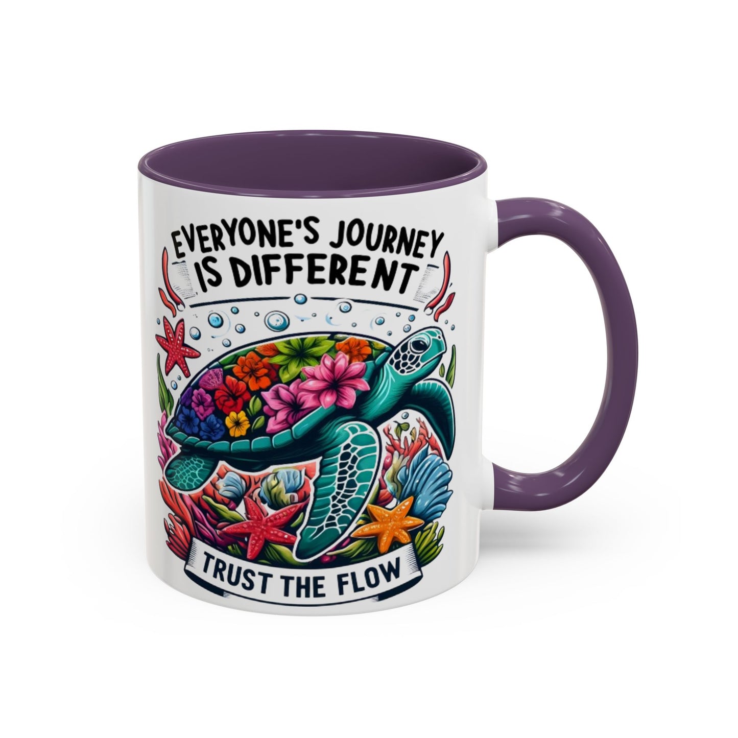 Colorful Inspirational Coffee Mug, Ocean Theme Mug, Motivational Drinkware, Turtle Design, Gift for Nature Lovers