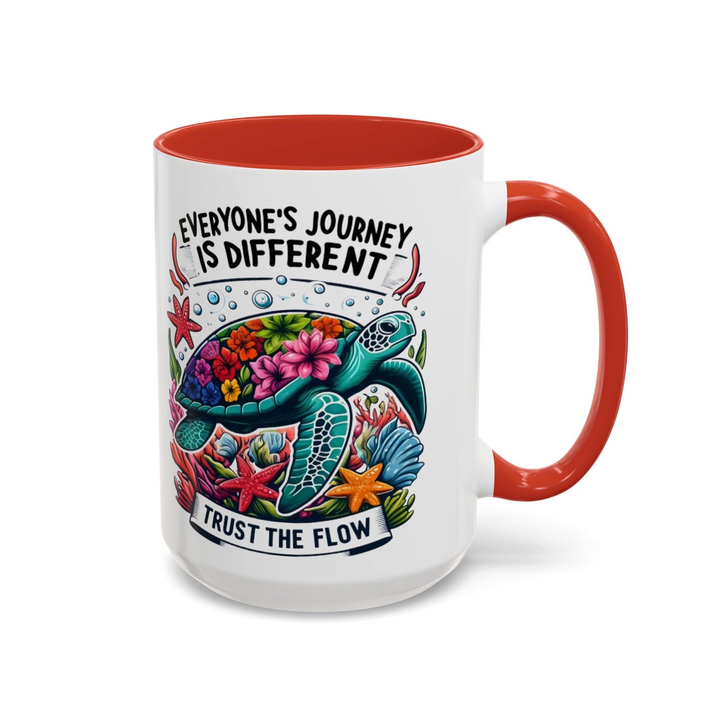 Colorful Inspirational Coffee Mug, Ocean Theme Mug, Motivational Drinkware, Turtle Design, Gift for Nature Lovers