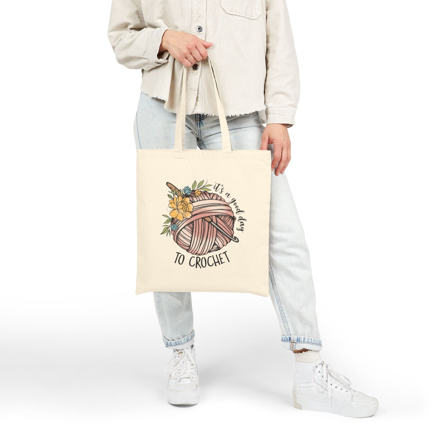 Crochet Lover's Cotton Canvas Tote Bag | Perfect for Crafters, Gift for Artists, Eco-Friendly Shopping, Yarn Storage, Birthday Gift