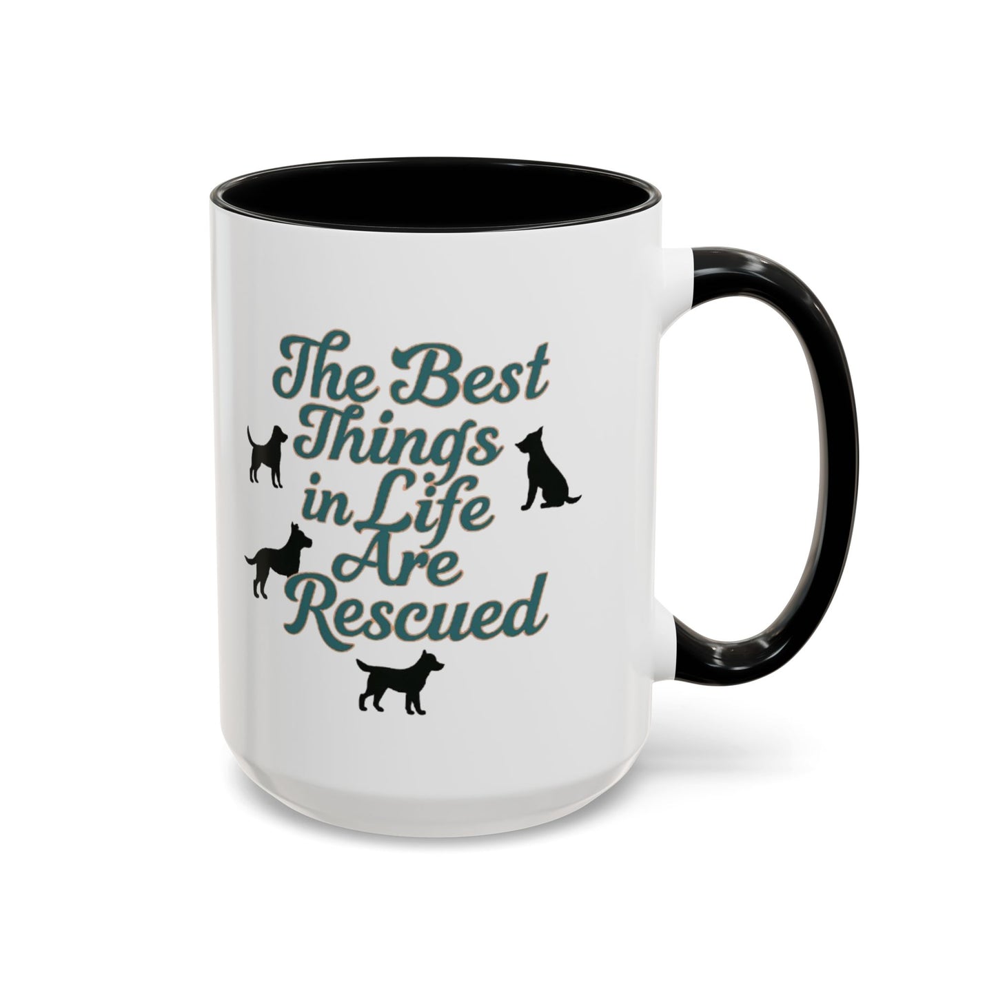 Rescue Dog Coffee Mug, Pet Lover Gift, Animal Adoption Mug, Inspirational Tea Cup, Dog Mom Mug, Black Handle Coffee Cup