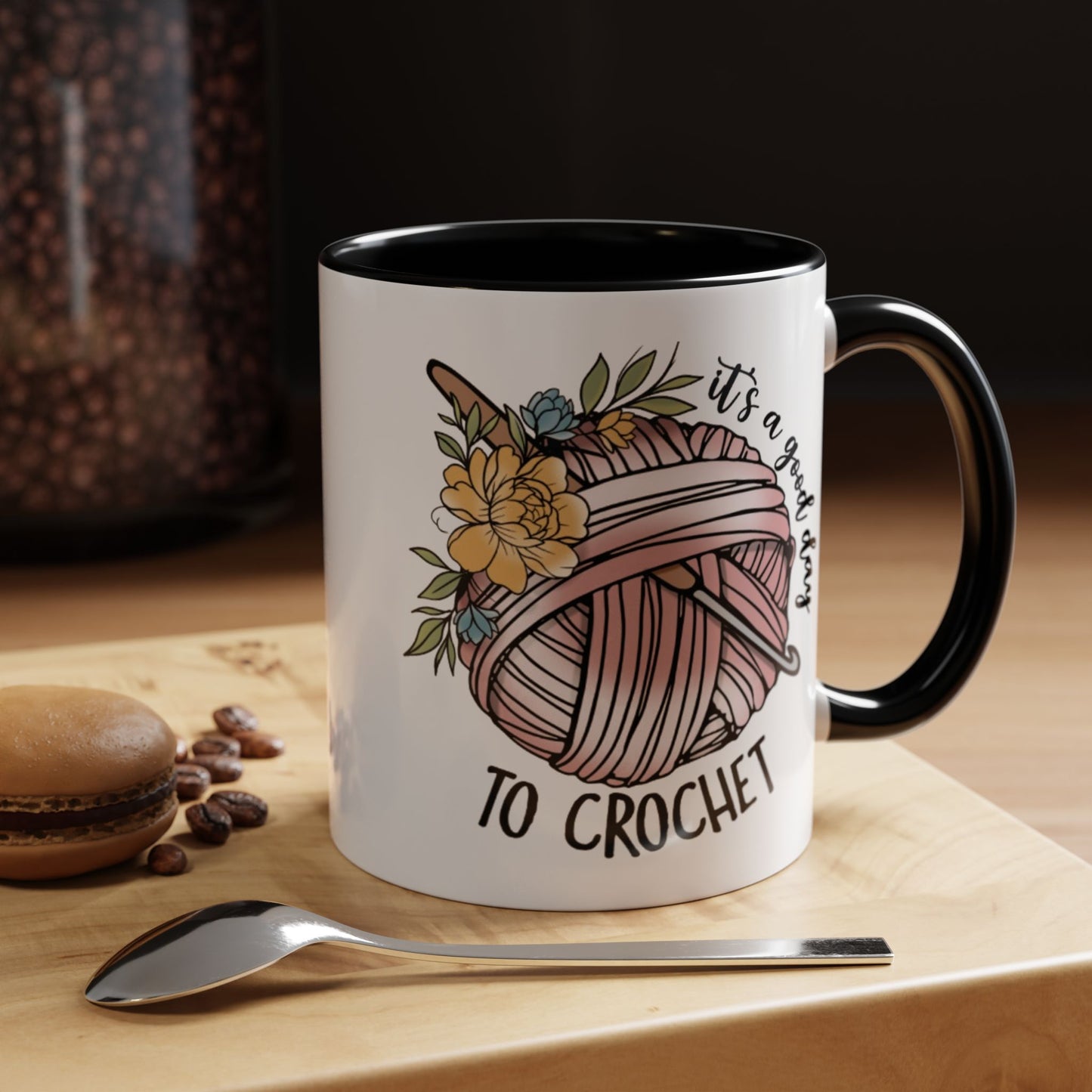 Crochet Lover's Accent Coffee Mug - Perfect Gift for Crafters, Yarn Enthusiasts, Mother's Day, Birthday, or Just Because!