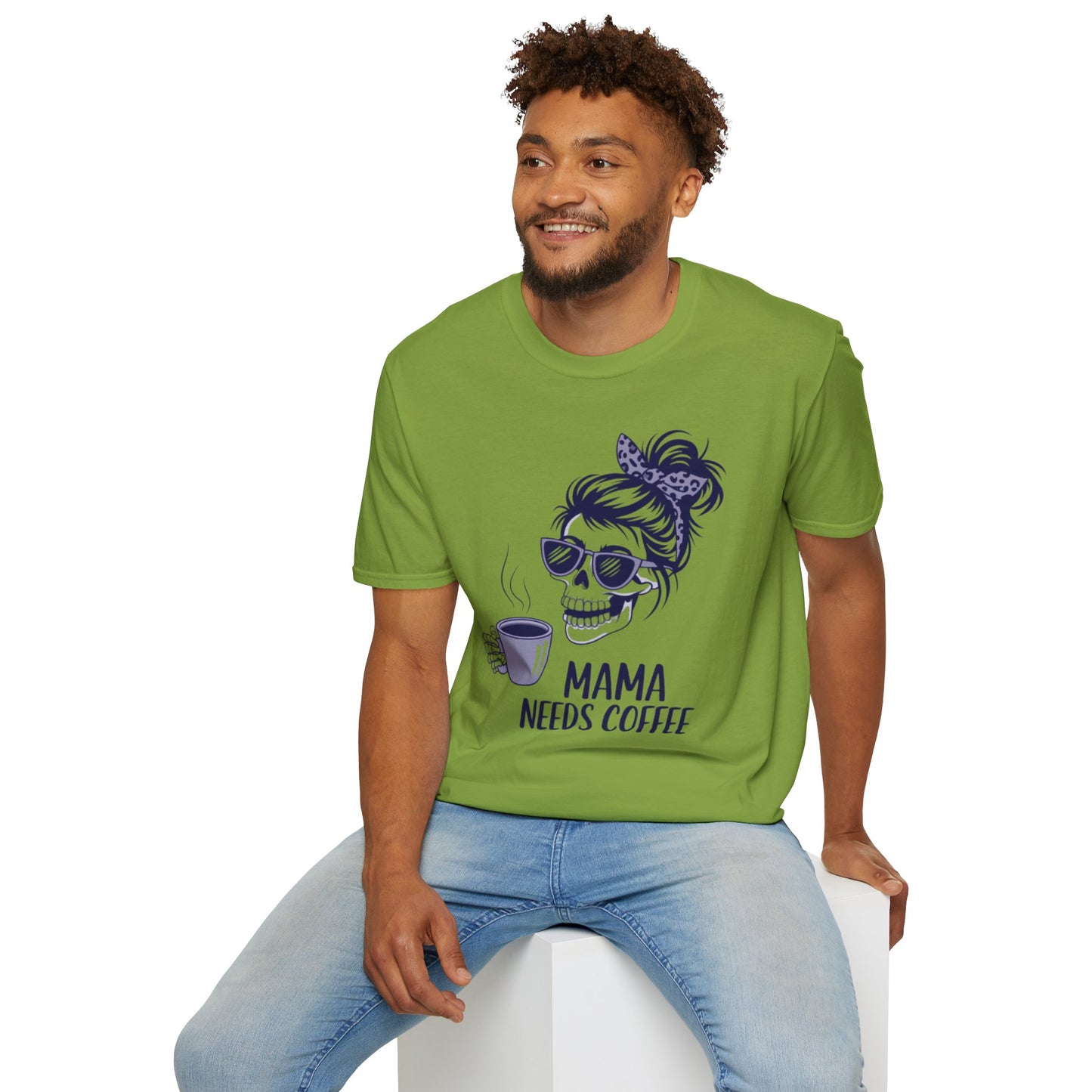 Mama Needs Coffee Unisex Softstyle T-Shirt - Fun Casual Tee for Coffee Lovers