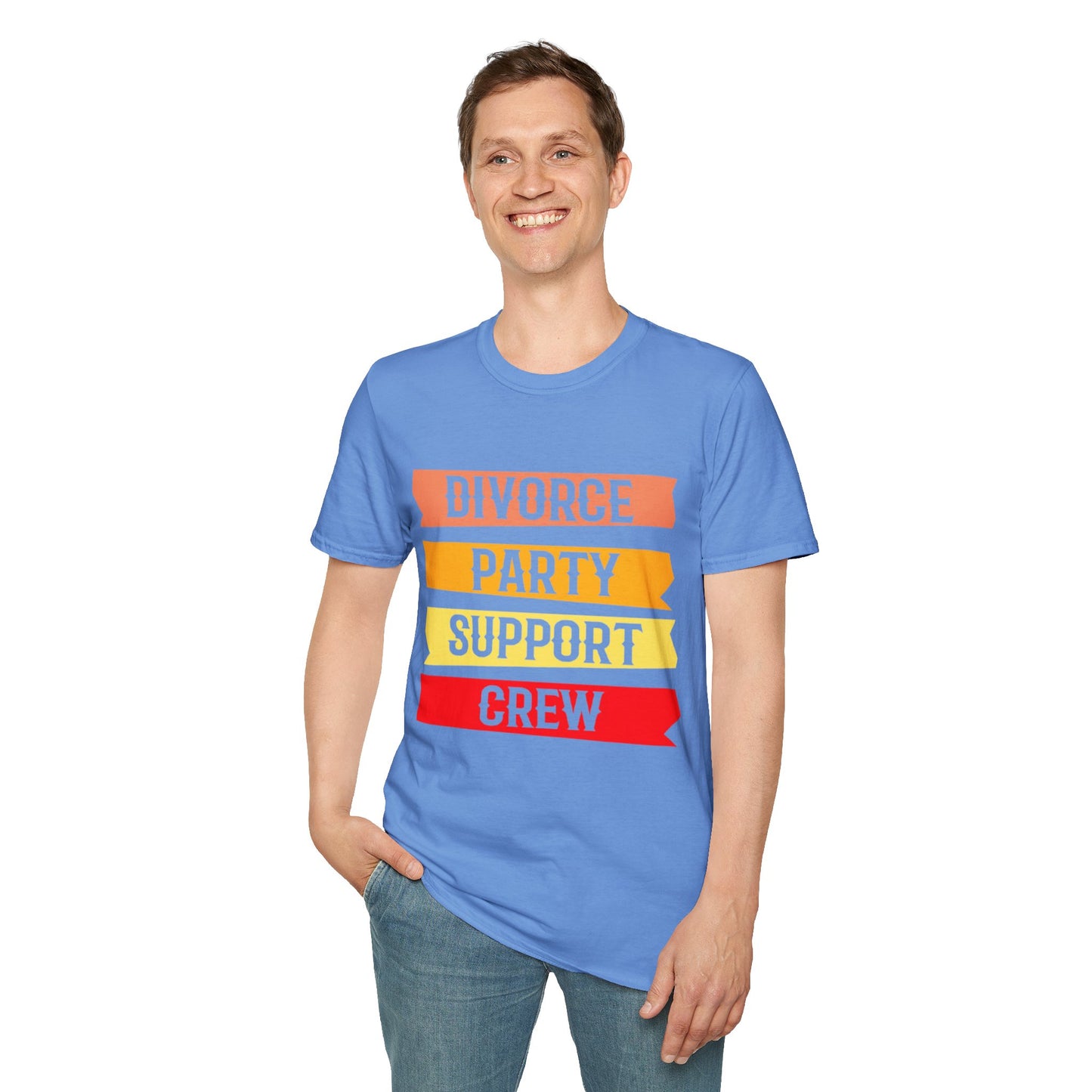 Divorce Party Support Crew T-Shirt | Unisex Softstyle Tee for Celebrating New Beginnings