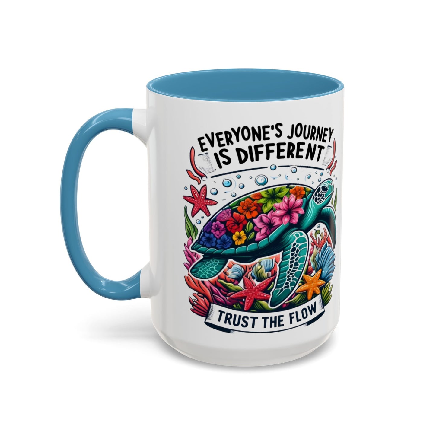 Colorful Inspirational Coffee Mug, Ocean Theme Mug, Motivational Drinkware, Turtle Design, Gift for Nature Lovers