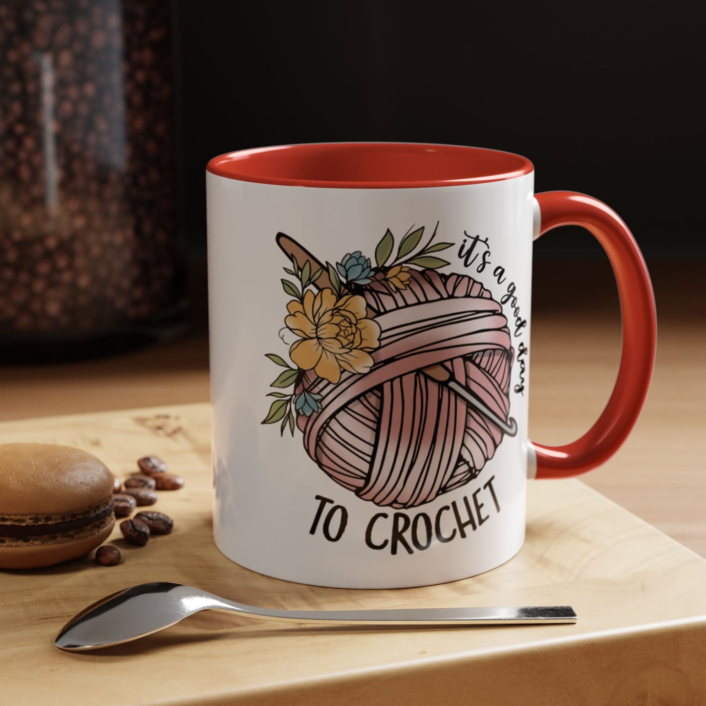 Crochet Lover's Accent Coffee Mug - Perfect Gift for Crafters, Yarn Enthusiasts, Mother's Day, Birthday, or Just Because!