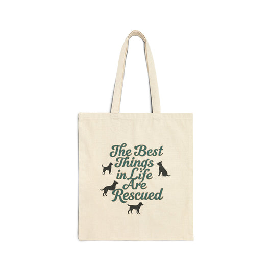 Rescue Dog Cotton Canvas Tote Bag, Eco-Friendly, Gift for Dog Lovers, Shopping Bag, Reusable Grocery Bag