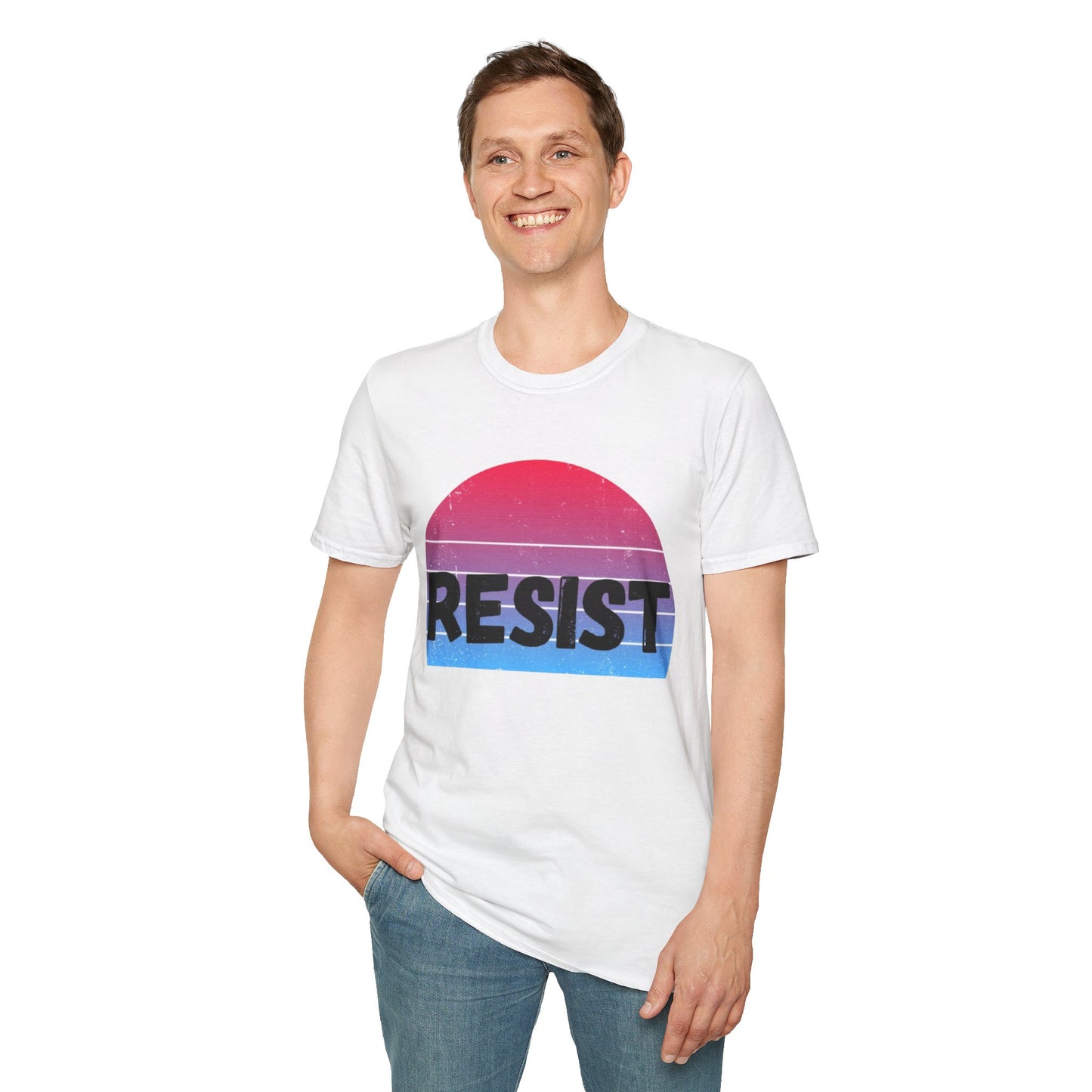 Retro Resist Unisex Softstyle T-Shirt - Bold Graphic Tee for Activists