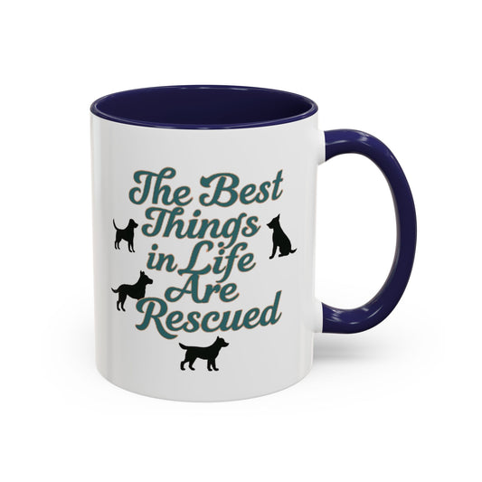 Rescue Dog Coffee Mug, Pet Lover Gift, Animal Adoption Mug, Inspirational Tea Cup, Dog Mom Mug, Black Handle Coffee Cup