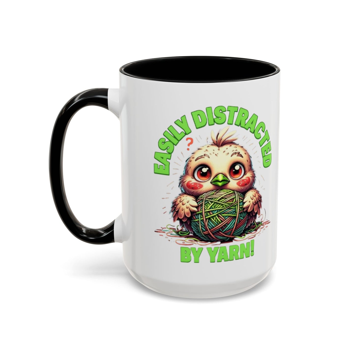 Easily Distracted Yarn Coffee Mug | Cute Animal Mug, Funny Gift for Knitters, Coffee Lover Gift, Unique Mugs for Crafters, Yarn Lover's Mug
