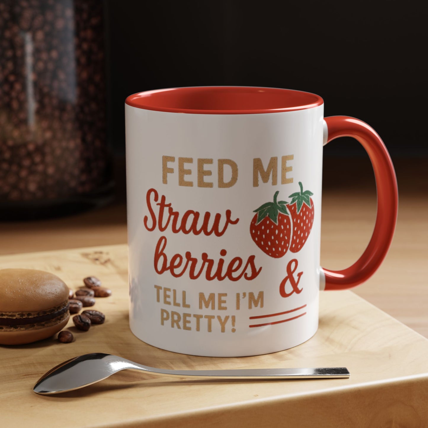 Cute Strawberry Themed Accent Coffee Mug - Perfect for Gifts, Home, Kitchen, Birthday, Fun Quotes