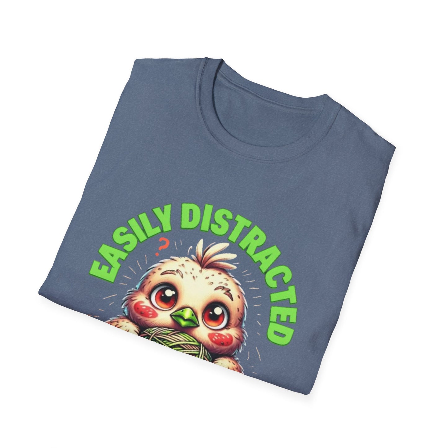 Easily Distracted by Yarn T-Shirt – Cute Unisex Softstyle Tee for Crafters