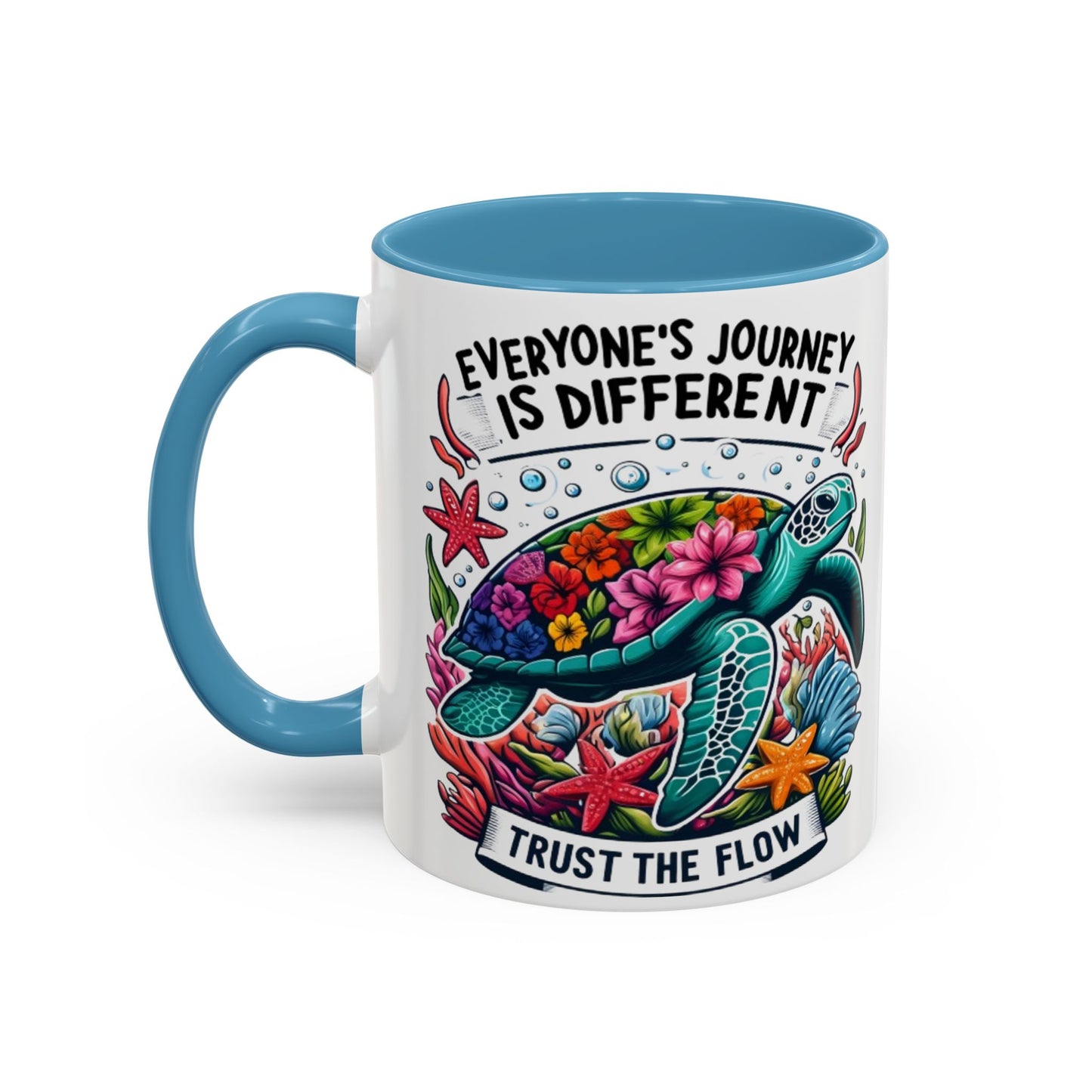 Colorful Inspirational Coffee Mug, Ocean Theme Mug, Motivational Drinkware, Turtle Design, Gift for Nature Lovers